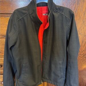 Novara Men's Charcoal Cycling Jacket with Vibrant Red Lining